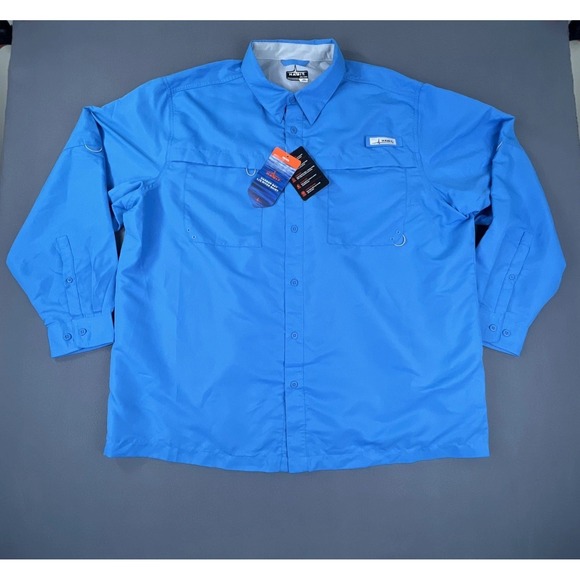 Habit Long Sleeve Fishing Shirt Mens 2xl Harbor Bay Blue UPF 40+ Vented - Picture 1 of 11